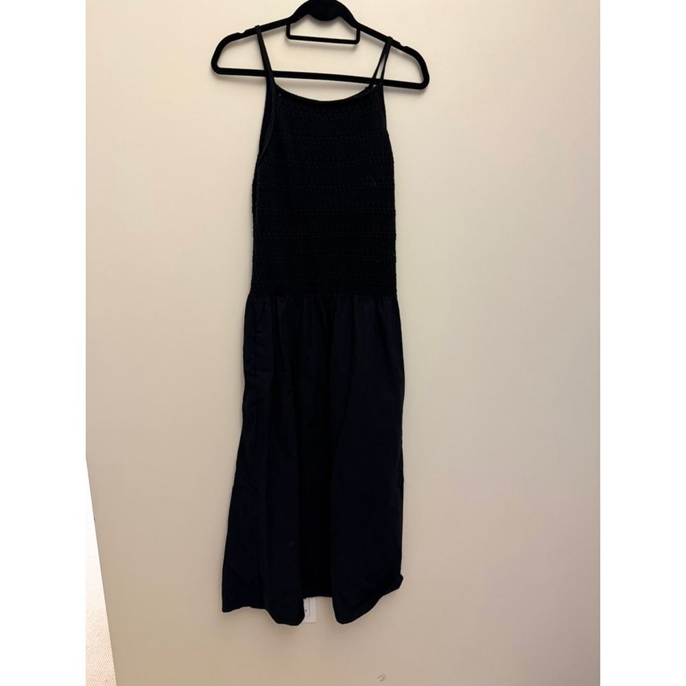 Universal Thread Black Crochet Midi Dress Womens Size M Square Neck Strappy